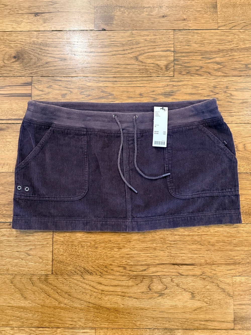 NEW WITH TAGS BDG Corduroy Style Drawstring Mini Skirt - Dark Plum